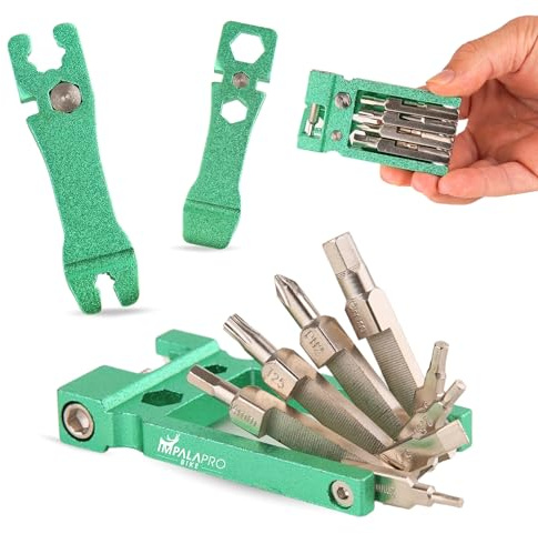 IMPALAPRO Fahrrad Multitool 20 in 1 mit Reifenheber Fahrrad, Kettennieter | Fahrradwerkzeug Set für Unterwegs, Multitool Fahrrad und Multifunktionswerkzeug, Kettennieter Fahrrad, Inbus 2-8 mm, 117,5 g
