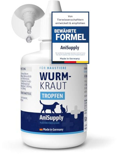 AniSupply Wurmkraut Liquid Tropfen flüssig 50ml – für Hunde & Katzen, mit echtem Wurmkraut (Artemisia Absinthium) in rezepturbasierter Pflanzenformel, geeignet für alle Haustiere