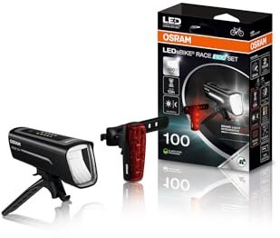OSRAM LEDsBIKE Race 100 Set, wiederaufladbares Fahrradlichtset, StVZO-zugelassenes Front- und Rück-LED-Lichtset mit Bremslicht, Mehrere Beleuchtungsmodi, DREI Helligkeitsstufen, 100 Lux