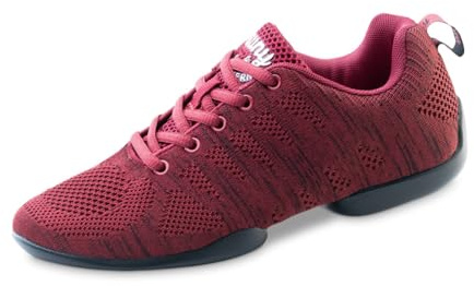 Anna Kern Herren Dance Sneakers 4035 Bold - Textil Rot/Schwarz - Normalweite - 1 cm Sneaker Absatz - Geteilte PU Sohle