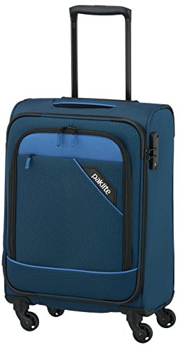 paklite Handgepäck Trolley 4 Rollen, leicht, Derby, Stilvoller Weichschalen Rollkoffer klein mit TSA Schloss + Aufsteckfunktion, 55 cm, 41 Liter