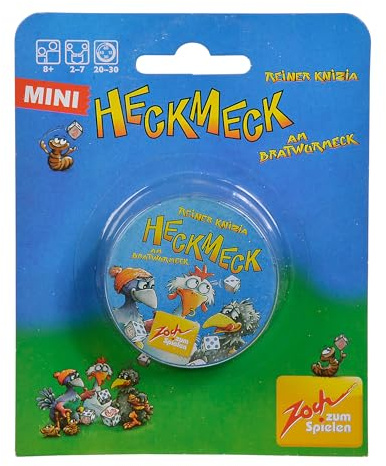 Zoch Mini Heckmeck am Bratwurmeck - Kompaktes Würfelspiel im Hühnerstil, taktisches Sammeln und Klauen von Bratwürmern, schnelle Mitnehmversion für unterwegs, Reisespiel für 2–7 Spieler ab 8 Jahren