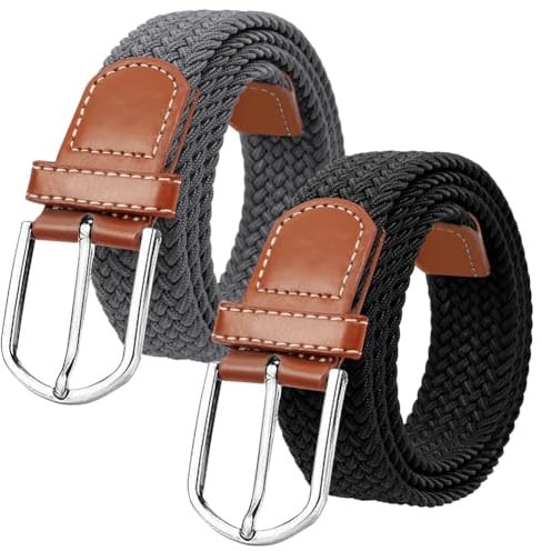 flintronic Unisex Stoffgürtel Stretchgürtel, Elastischer Stoffgürte, Stretch Flechtgürtel, Geflochtener Stretchgürtel, Dehnbarer Gürtel für Damen und Herren, Breite 3.3cm/Länge 107cm