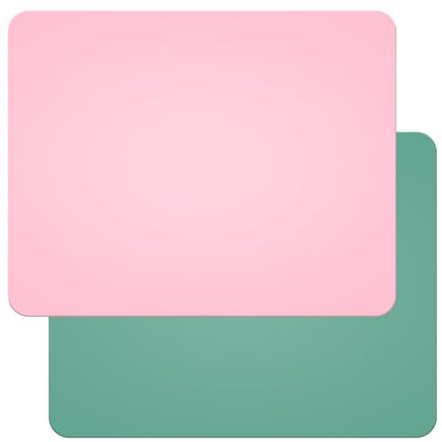 2 Stück Silikonmatte 50x40 cm,Silikonmatte für Epoxidharz, Bastelunterlage | Silikon Bastelmatte,Malunterlage Kinder, Mehrzweck Antihafte rutschfeste Unterlage,Platzset,Tischmatte,Rosa+Dunkelgrün