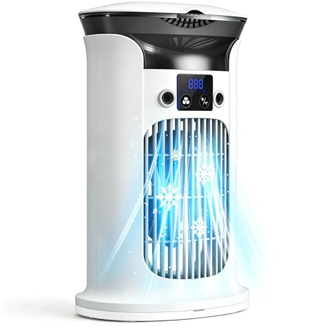 Mobile Klimaanlage Mini Klimagerät, Luftkühler Kleine Klimaanlage Mobil für Zimmer, Air Conditioner Portable, Mobile Klimagerät ohne Abluftschlauch Leise (Weiß)