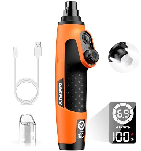 Casfuy Smarter Krallenschleifer für Hunde 6-Gang – 50% Mehr Leistung Krallenschleifer für Haustiere mit 2 LED-Leuchten, Superleise, Wiederaufladbare für Große, Mittelgroße und Kleine Hunde und Katzen