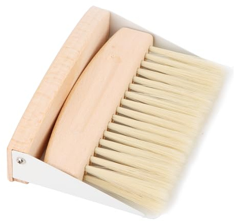 Mini Kehrblech und Handfeger Set Tischbesen mit Kehrschaufel Krümelbürste | Kehrschaufel Set Handfeger und Schaufel Schaufel und Besen Set Mini Besen Tischfeger Tischbürste Krümelbürste (Holzfarbe)