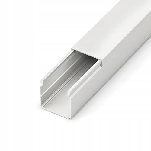 Kabelkanal PVC 40x40mm, 2 Meter Gesamtlänge, Elektroinstallationskanal mit Abdeckung, Weiß