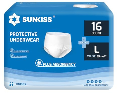 SUNKISS TrustPlus Inkontinenz Pants für Erwachsene, Saugfähige Windelhosen mit Elastischen Bündchen für Männer und Frauen, Diskreter Auslaufschutz bei Blasenschwäche, Größe L, 16 Stück