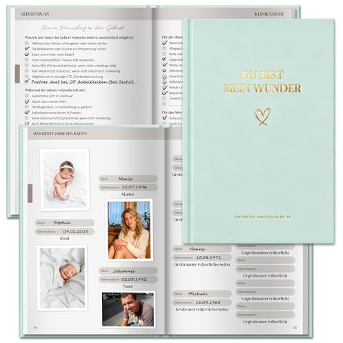 BIROYAL Schwangerschaftstagebuch | Tagebuch für die Schwangerschaft & Erinnerungsbuch Baby bis 18 Jahre I 320 Seiten für deine Erinnerungen