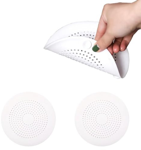 Abflusssieb Silikon, 2 Stück Abflusssieb Dusche, Abfluss Haarfänger mit Saugnäpfen, Haarsieb Dusche, Abfluss Sieb Sink Strainer, für Küche, Dusche, Badewanne(Weiß)