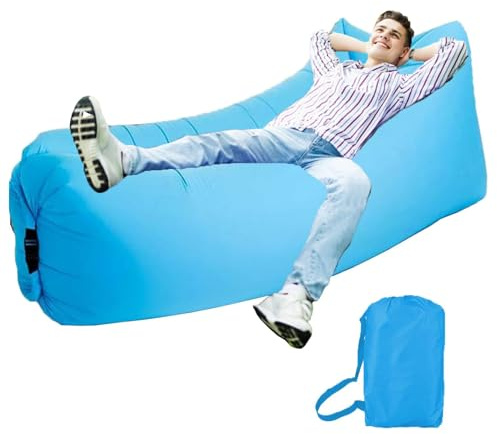 Melldrry Aufblasbare Liege, Luftsofa Outdoor Camping, Aufblasbarer Sessel, Wasserdichtes Aufblasbares Sofa mit Tragebeutel für Camping Stuhl, Park, Strand, Hinterhof(Blau)