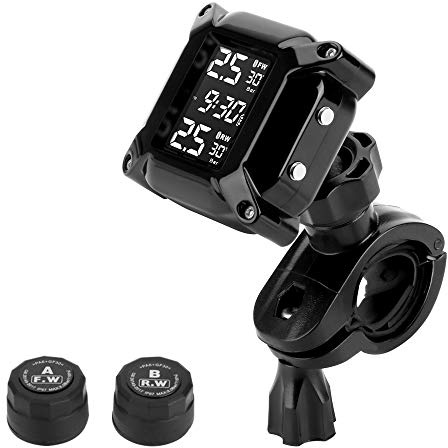 Jansite Motorrad TPMS Wireles Reifendrucküberwachungssystem mit 2 externen Sensoren LCD-Display Auto-Alarmsystem Anti-Off & wasserdicht Wasserdicht