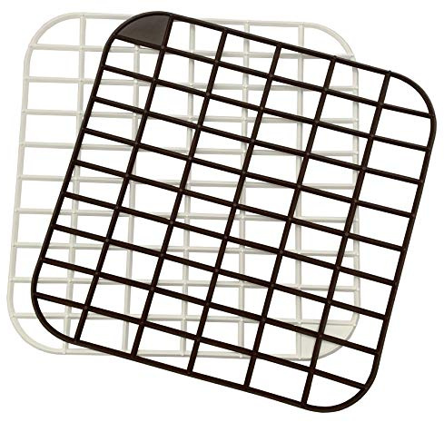 Iloda® 2x Spülbecken-Einlage Gitter (Wabe) ca. 30x30cm in weiß und braun aus Kunststoff, Spülbeckenmatte, Spülmatte, Abtropfmatte, Spülmatte, Einlage für Spülbecken Spüle