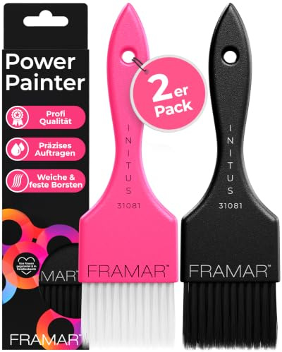 FRAMAR Haarfärbepinsel Set, Färbepinsel Haare, 2er-Packung | Für Haarfärbeset und Haarfarbe Strähnchen Set; Haarfarbe Pinsel für professionelle Friseur Zubehör