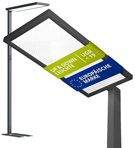 INNOVATE LED Stehlampe Büro PRO Dimmbar Schwarz 12480lm 100W Deckenfluter | Tageslichtlampe Schreibtisch Stehlampe Dimmbar UGR< 19 I Stehlampe LED Home Office Schreibtische & Arbeitsplätze Stehlampen
