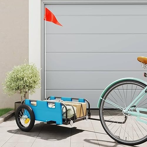 Willood Fahrradanhänger Lastenanhänger Fahrrad Transportanhänger Anhänger Blau Oxford-Gewebe und Eisen 122 x 53 x 33 cm