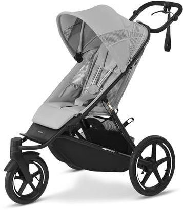 CYBEX Gold AVI SPIN Kinderwagen, Ab Geburt bis ca. 4 Jahre, Max. 111 cm und 22 kg, City-, All-Terrain-Kinderwagen, Fog Grey
