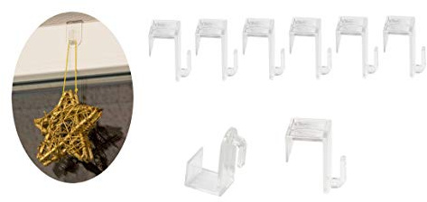 BigDean 8 Fenster- und Türhaken aus transparentem Kunststoff | Unauffällig & Effizient - Für ein Fensterfalz von max. 1,7 cm - Ideal für Lichterketten, Dekoanhänger & Weihnachts-Deko