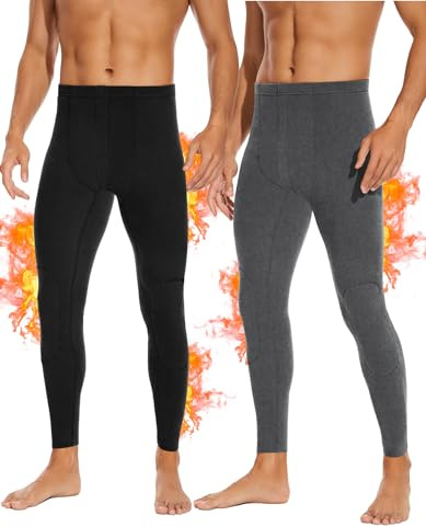 SIMIYA Lange Unterhosen Herren Extra Warm Thermoleggings Winter | Thermounterhose Gefütterte Unterhosen Männer Lang Komfort mit Innenfleece Knie mit doppelter dickter Stoff