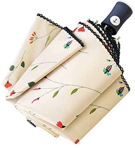 CUBY Regenschirm, Sonnenschirm, Freien Uv-Schutz Damen Automatik Faltschirm Winddicht Regenfest, Mini Umbrella Taschenschirme Mit 8 Rippen für Erwachsene und Kinder Reise