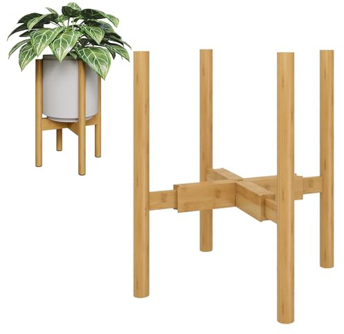 Bamworld Blumenständer Blumenhocker Pflanzenhocker Naturfarbe Verstellbar und kippsicher, geeignet für verschiedene Pflanzentöpfe, Höhe 32 cm