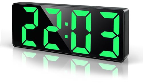Lafocuse LED Wecker Digital mit Großen Zahlen, Tischuhr Digitaler mit Snooze, Helligkeit Regelbar, 12/24HR für Nachttisch Schlafzimmer Büro, Grün