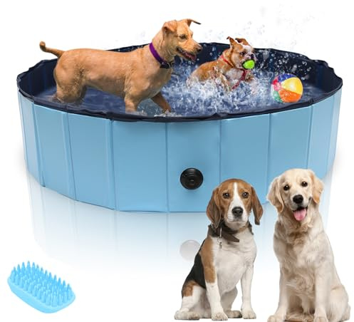 Gimisgu Hundepool 160 x 30 cm, Faltbarer Haustierpool für Hunde und Katzen, rutschfeste PVC Hundebadewanne, Robustes Planschbecken für Garten, Terrasse und Badezimmer