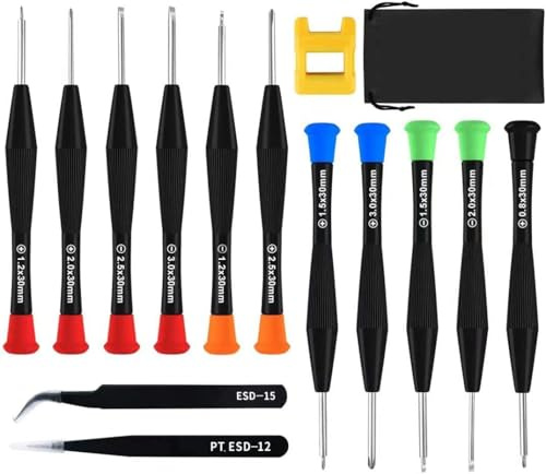 weefu Mini Schraubenzieher set, 11 Uhrmacher Schraubendreher | Torx Für PS4 Brillen Reparatur Kleine Brille Feinschraubendreher Komme Mit 2 Pinzette 1 Magnetisierer und Aufbewahrungstasche