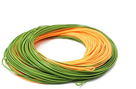 Schwimmende Fliegenschnur, 30,5 m, WF-5F/6F/7F/8F, zweifarbig, mit 2 verschweißten Schlaufen, Light Green&Orange, 6.0
