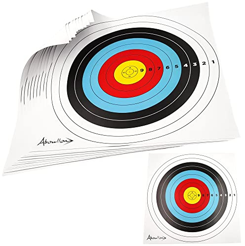 Abowllon® Premium Papier Zielscheiben Set - Made in Germany | Bogenschießen Zielscheiben 41x41 cm | Zielscheiben für Recurvebogen & Compoundbogen | Bogensport Zubehör (10)