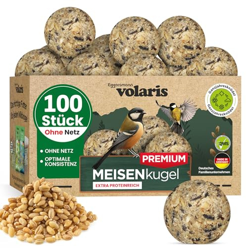 Eggersmann volaris Meisenknödel ohne Netz 100 Stück [Premium] 9 kg | Vogelfutter Wildvögel ganzjährig – Wildvogelfutter schmackhaft & energiereich – Ganzjahresfutter für alle Vogelarten