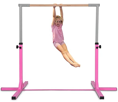 Saiao Gymnastikstange für Kinder, verstellbare horizontale Kip-Stange, Heimfitnessstudio-Trainingsgerät (Rosa)