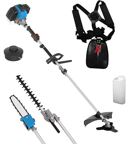Güde Gartenpflege-Set GPS 1001 4in1 (2-Takt-Motor 1,2/1,6 (kW/PS), Astkettensäge mit Oregon Schwert & Kette/Freischneider/Trimmer/Heckenschere in einem, inkl. Verlängerung, Mischbehälter & Tragegurt)