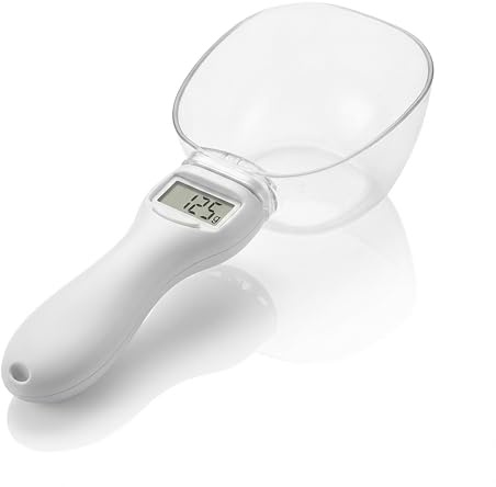 Arendo - Löffelwaage digital – 5 bis 800 g – Tara Funktion – Skala 1: 5-25 ml, Skala 2: 10-50 ml – Hold – Auflösung 0,1 g – automatische Energiesparautomatik – Einheiten g, oz, ml