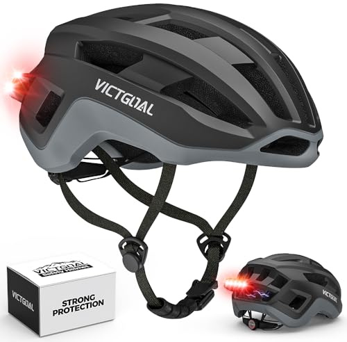 VICTGOAL Rennrad Helm Herren Damen mit Magnetischen Rücklicht, Magnetknöpfe | USB-C Rücklicht, Verstellbar, Atmungsaktiv, Leichtes, Brillenanschluss Design, 57-61 cm, Für Erwachsene Radfahren
