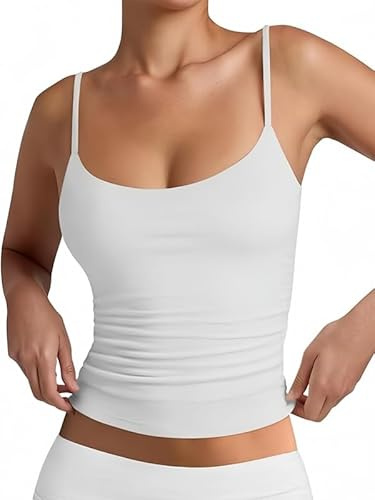 Sukiglam Damen Crop Tops Sommer U-Ausschnitt Ärmellos Oberteil Sexy Verstellbare Spaghettiträger Y2K Tanktops Casual Sport Unterhemden Rückenfreies Basic Cami Shirts