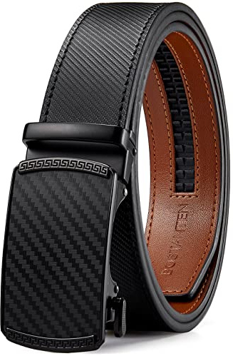 BOSTANTEN Automatik Gürtel Herren, 35mm Breit Ratsche Ledergürtel für Anzug | ohne Löcher, zuschnittbar zum Anpassen, Präzise Anpassung, Schwarz, für Business, Jeans & Freizeit, Geschenkbox