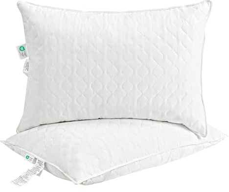 Deodar Daunenkissen Federkissen 50x70 100% Feder- und Daunenfüllung Kopfkissen 3 Kammer Bettkissen Schlafkissen Atmungsaktiv mit Modischem Muster, Waschbar, Öko-Tex RDS Zertifiziert, 2er Pack