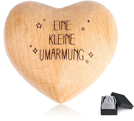 QINJIEJIE Handschmeichler Holz Herz Mutmacher Geschenk Holzherz - eine kleine Umarmung - Glücksbringer Kinder Gute Besserung Aufmunterung Geschenke