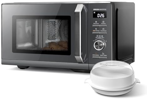 Toshiba MW3-AC26SFI(MG) Mikrowelle mit Grill und Heißluft 6-in-1 Mikrowellenherd mit Dampfgarer 26L 900W Origin Inverter, Chef Defrost, Konvektion, Kombi., Dampf, Grill, Air Fry Auto Menü, Grau