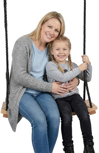 Taeku Schaukel Holz, Erwachsene Brettschaukel Spielplatz Garten Schaukel Kinderschaukel mit Höhenverstellbar Seil für Innen Außenbereich (56 * 25cm)