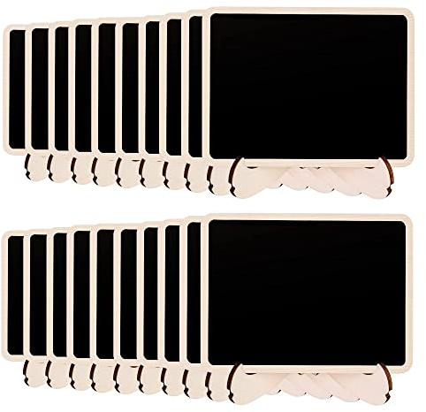 Amazon Basics Kleine Tafel-Holzschilder mit Staffelei, 20 Stück, 8B x 10H cm, Schwarz