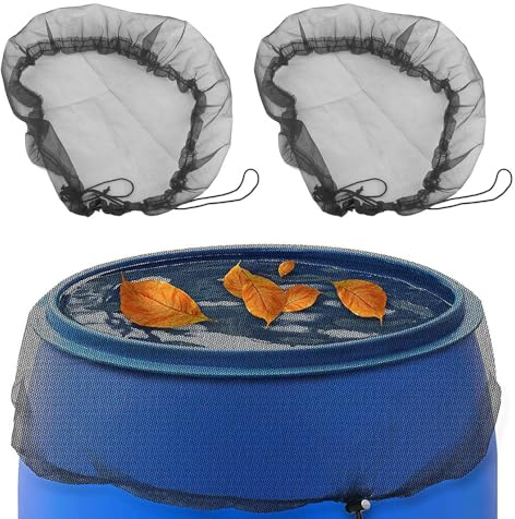 SPEACOUR 2 Stück Regentonnen Netz Regentonne Abdeckung Verstellbares 95cm Regentonnennetz mit Zugkordel Regentonnen Schutznetz Wetterbeständiger Mückenschutz Schutz vor Laub Insekt Stechmücken