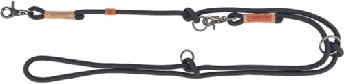 TRIXIE Hundeleine BE NORDIC V-Leine L–XL, 2,00 m ø 13 mm in schwarz/sand - verstellbare Hundeleine mit nordischem Charme - für große bis sehr große Hunde - 17235