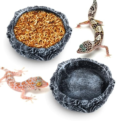 EupHHonycs 2PCS Wasserschale Terrarium, Reptile Näpfe, Gecko Terrarium Zubehör, Corner Water Dish Reptilien Fressnapf, Garnelen Futterschale Zubehör Für Gecko,Eidechse,Chamäleon,Schlange,Schildkröte
