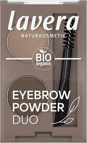 lavera Eyebrow Powder Duo - mit 2-in-1 Applikator - zwei abgestimmte Farben - Kombination dezent bis intensiv - Naturkosmetik - 1 Stück