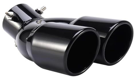 MOCNT Verdicktes Auto Auspuff Endrohr Edelstahl Auspuffblende Endrohr Schalldämpfer Auspuffrohr Auspuffspitze Doppelendrohr Dual Auspuffendrohr Biegen Schwarz 63mm
