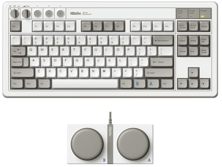 8BitDo Retro Mechanical Keyboard M Edition Weiß, 87 Tasten, Kailh Box Switches V2, Hot-Swap, QWERTY, Bluetooth/2.4G/USB-C