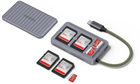 UGREEN SD Kartenleser 3-Slot (2* SD+TF) USB C Card Reader mit Schutzhülle | USB C Kartenleser, 5Gbps Kartenlesegerät mit Schutzhülle-Funktion (2SD+2TF), OTG für Foto, Office, Android, Windows, macOS